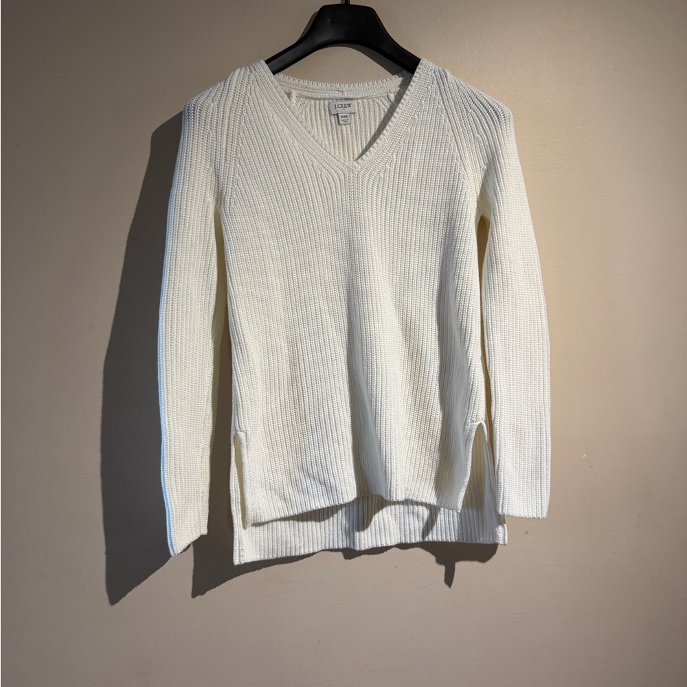 J. Crew Cream Knit V-Neck Sweater